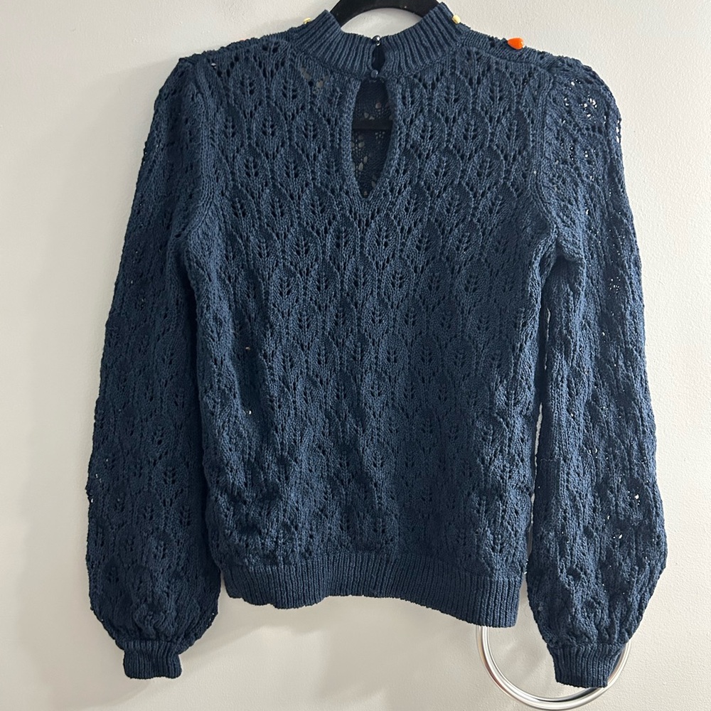 Sezane Dark Blue Sweater with Bright Accents - Picture 4 of 8